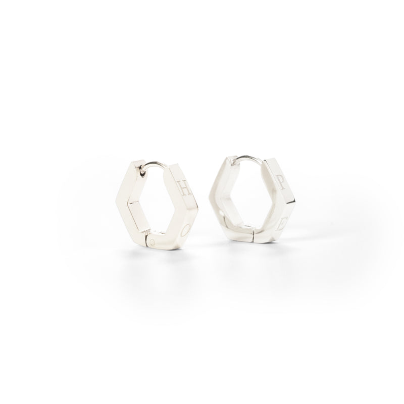 Hope in a Hexagon Huggie Earrings