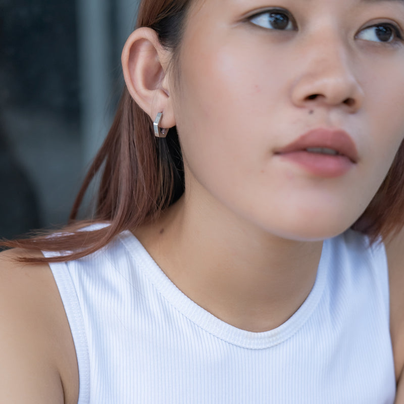 Hope in a Hexagon Huggie Earrings