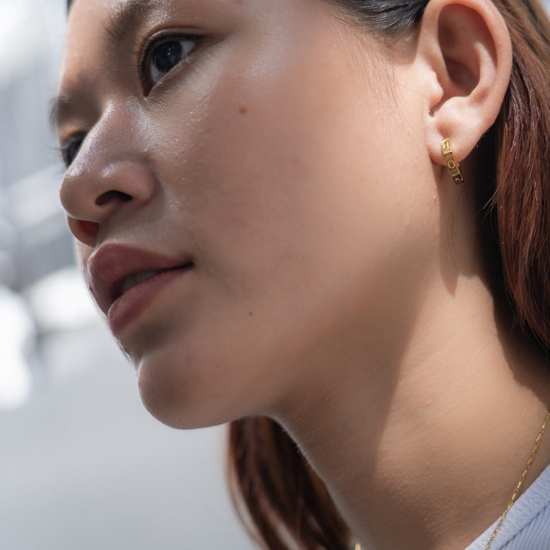 Hope in a Hexagon Huggie Earrings