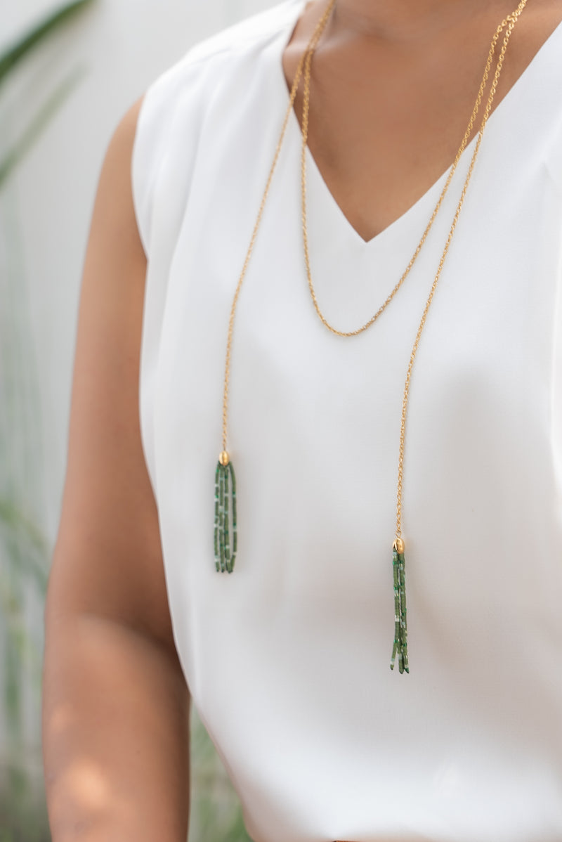 Grounded Hope Tassel Wrap Necklace